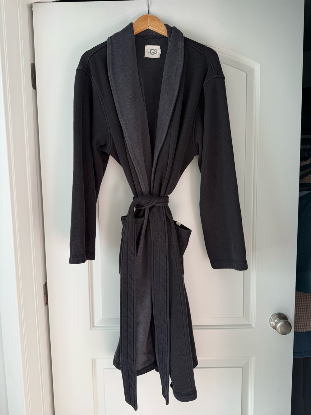 UGG Black Shawl-Collar Belted Robe Jacket